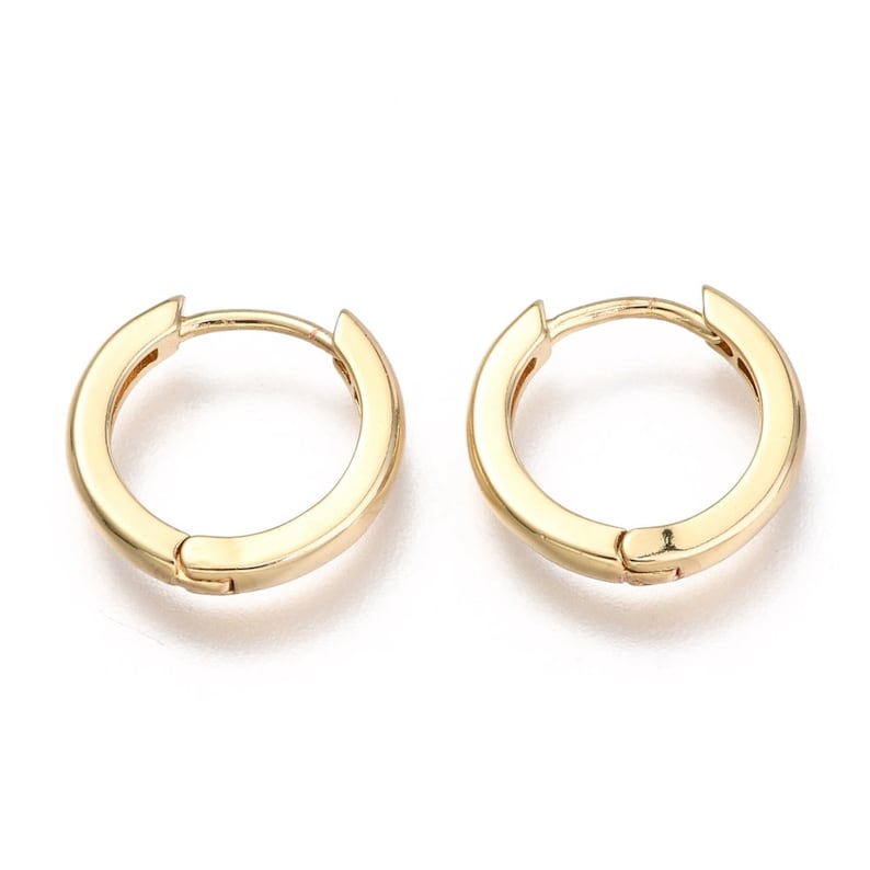 18k Gold Plated 13.7mm Everyday Gold Huggie Hoops Tiny Delicate Dainty Simple Earrings Gifts for Her UK Elegant Minimalist Wedding image 2