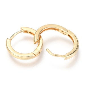 18k Gold Plated 13.7mm Everyday Gold Huggie Hoops Tiny Delicate Dainty Simple Earrings Gifts for Her UK Elegant Minimalist Wedding image 3