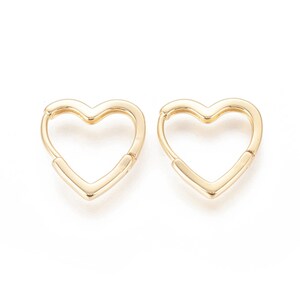 18k Gold Plated 13.7mm Gold Heart Huggie Hoops Tiny Delicate Dainty Simple Earrings Gifts for Her UK Elegant Minimalist Wedding zdjęcie 4