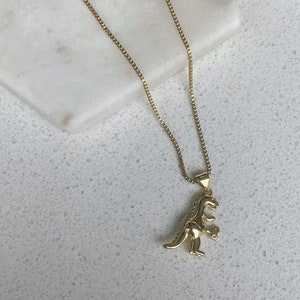 T Rex, Dinosaur 3D Charm 18K Gold Plated Pendant Necklace | Tyrannosaurus rex gold jewellery