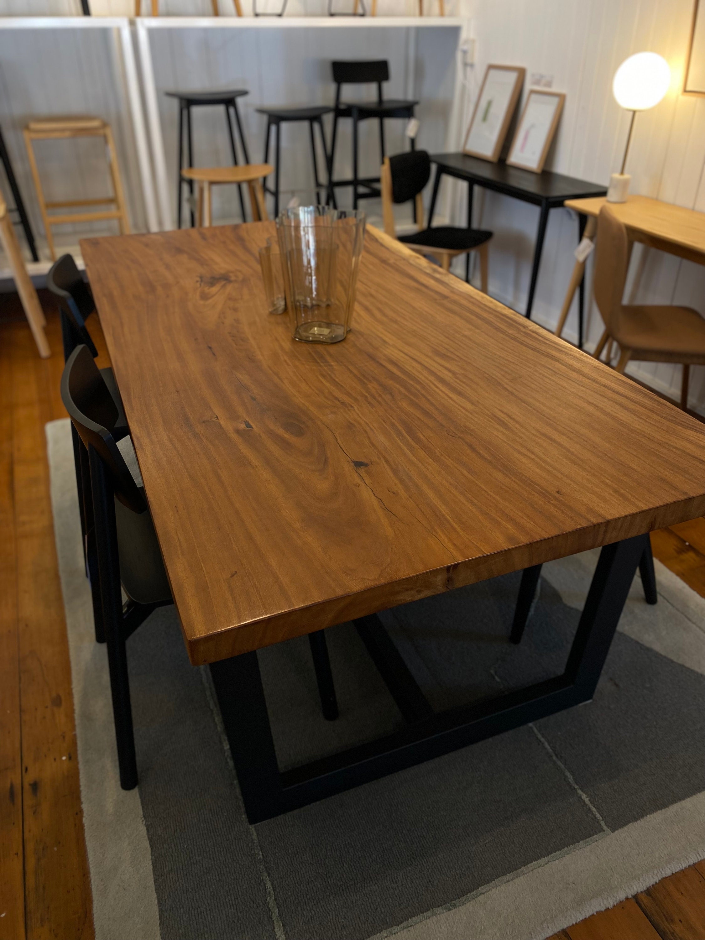 Black and timber dining table deals
