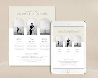 Canva Wedding Photography Pricing Guide / Template Pricing Boho Sheet Photographer Price Guide Editable Canva Template