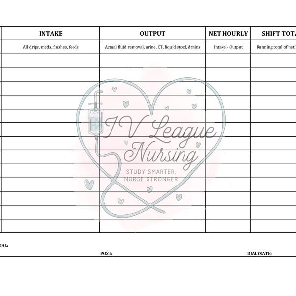 Nursing Intake and Output Sheet - Etsy