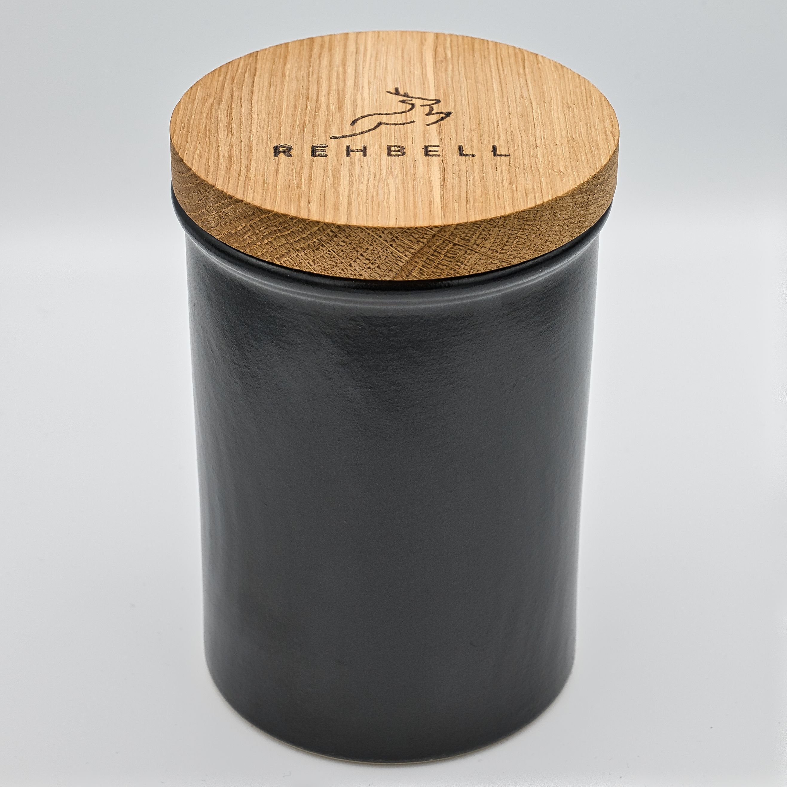 Coffee lover gift: Handcrafted stoneware storage container with airtight oak lid