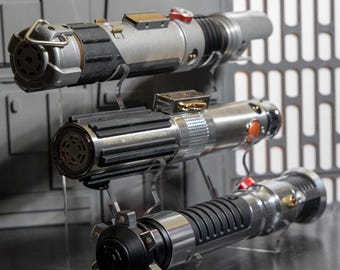 The High Council Stand – Vertical Lightsaber Hilt Rack – Holds 3 Saber Hilts – Clear Acrylic Display