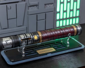 Prestige Light Saber Stand:  Museum-Quality Display made from premium cast acrylic with a customizable name plaque.