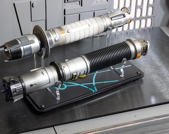 The Master & Apprentice – Dual Lightsaber Hilt Stand for Legacy Box Set made from Cast Acrylic Displays 2 hilts.