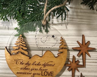Personalized Memorial Christmas Ornament. Personalize with that special loved one’s name.  Made from Wood and Acrylic.