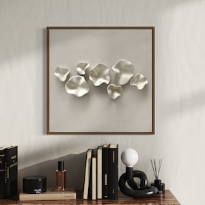 Organic texture wall art,Sculpture clay painting,minimalist 3d abstract,soft white with pearl canvas art, artistic plaster art, relief art,
