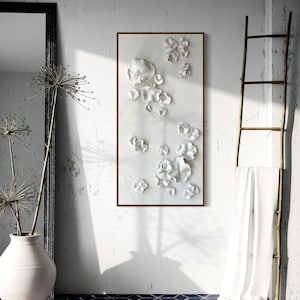 Flowing Clay Forms Art, 3d Abstract Painting, Minimalist Wall Decor, Floral Wall Decor, Monochrome Canvas Art, Botanical decor, Petal art