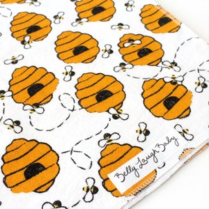 Extra Large Beehive Bumble Bee Flannel Receiving Blanket Swaddle | Gender Neutral Baby Shower Gift | CPSC Compliant
