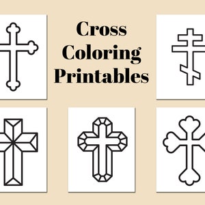 Collection of Cross Coloring Pages for Kids - Digital Download - Print & Color!