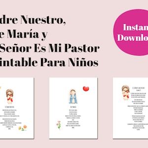 Español/Spanish Oraciones Para Niños: Padre Nuestro, Ave María y El Señor Es Mi Pastor - Escuela Dominical - 8 1/2 x 11 - Imprimible
