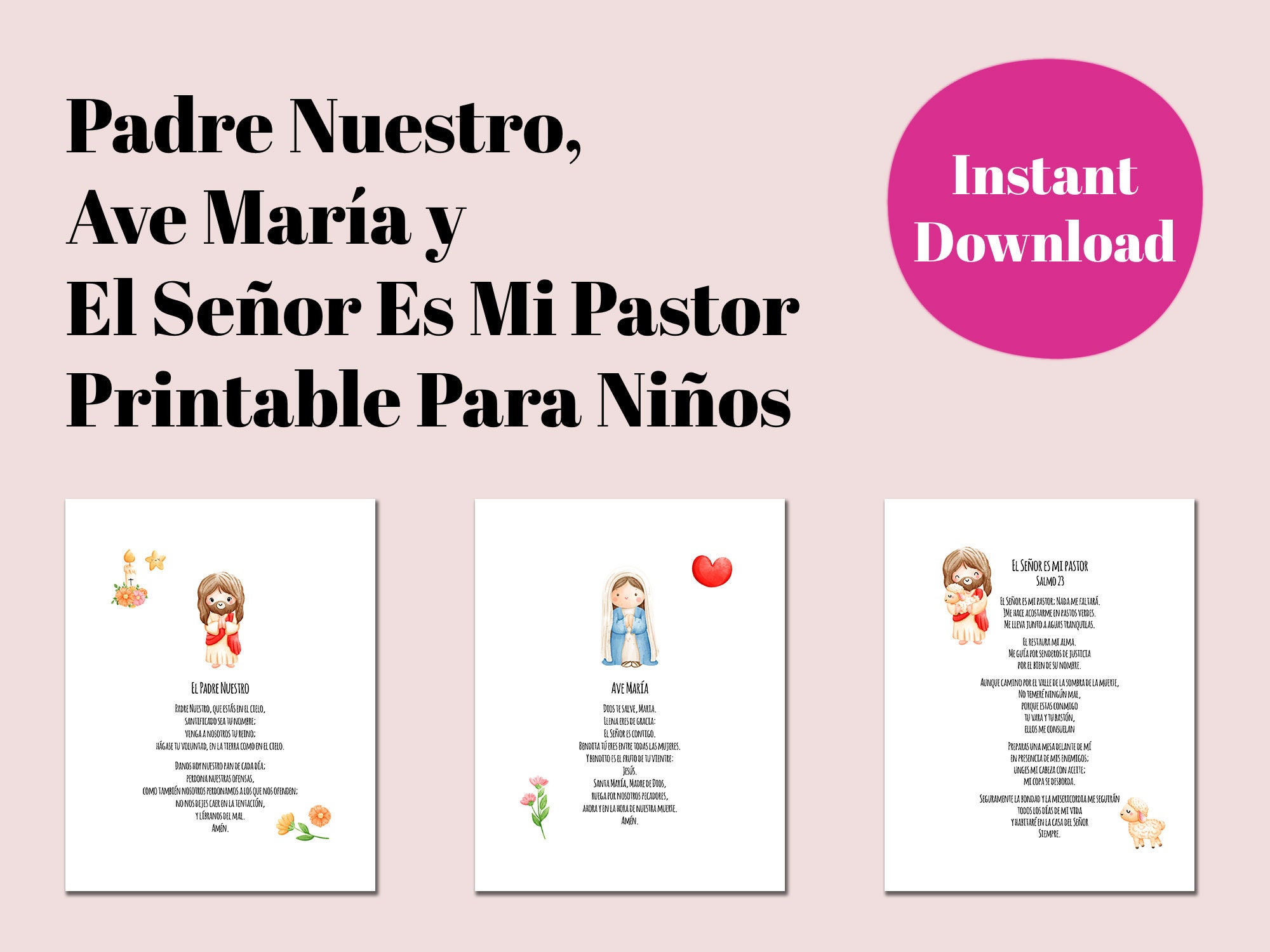 Español/spanish Printables Para Niños: Padre Nuestro, Ave María Y El ...