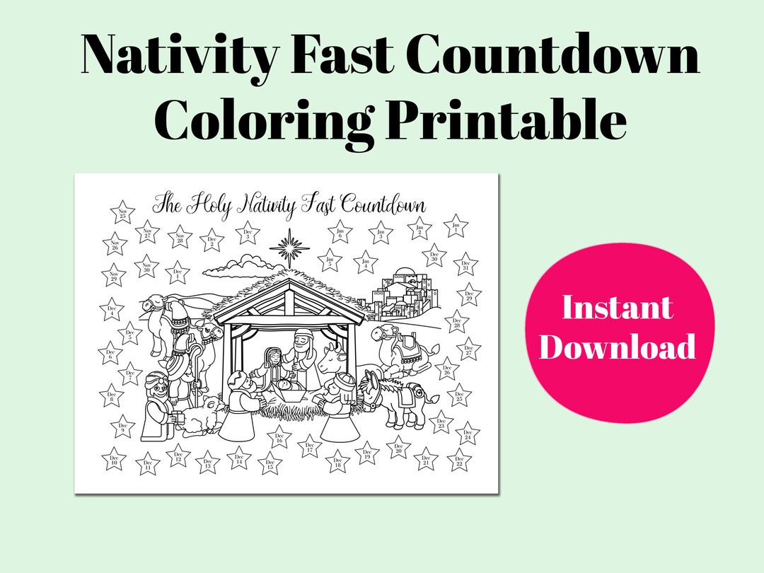 Nativity Fast Countdown Digital Download Print & Color Etsy