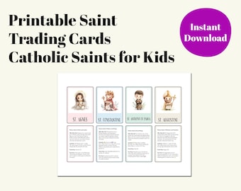 Printable Saint Trading Cards - Catholic Saints for Kids - 22 Saints - All Saints’ Day - Volume 1