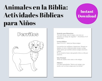 Animales en la Biblia / Imprimibles Cristianos para Colorear / Actividades Bíblicas para Niños
