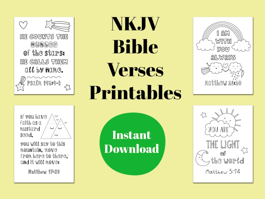 NKJV Bible Verses Coloring Pages Set of 8 Printables Christian ...