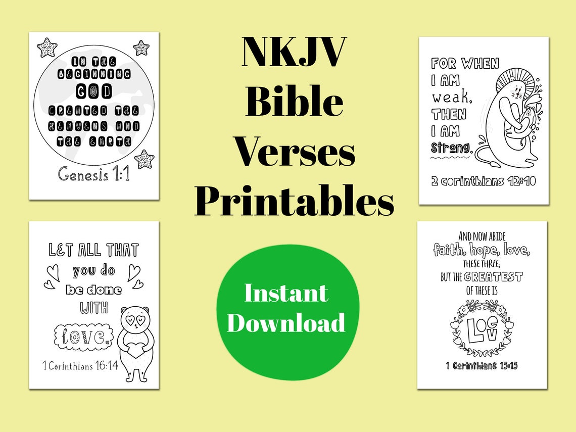 NKJV Bible Verses Coloring Pages Set of 8 Printables Etsy
