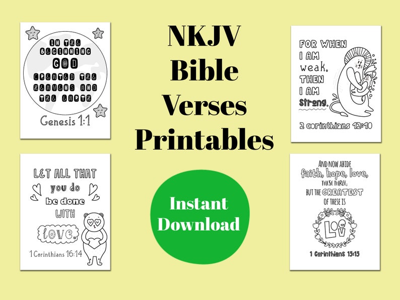 NKJV Bible Verses Coloring Pages Set of 8 Printables - Etsy