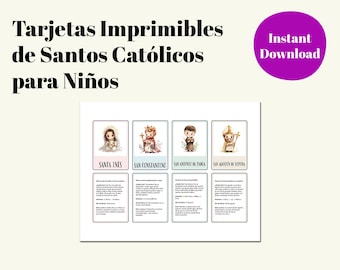 Tarjetas de los Santos Católicos para Niños (Imprimibles) - 22 Santos - Actividad para el Dà de Todos los Santos - Volumen 1