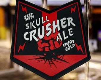 Deep Rock Galactic 3D Printed Skull Crusher Ale Sign  Rustic Tavern-Style Wall Decor
