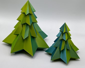 Dual-Color 3D Printed Christmas Tree Set – Color-Changing Holiday Décor (8" & 5")