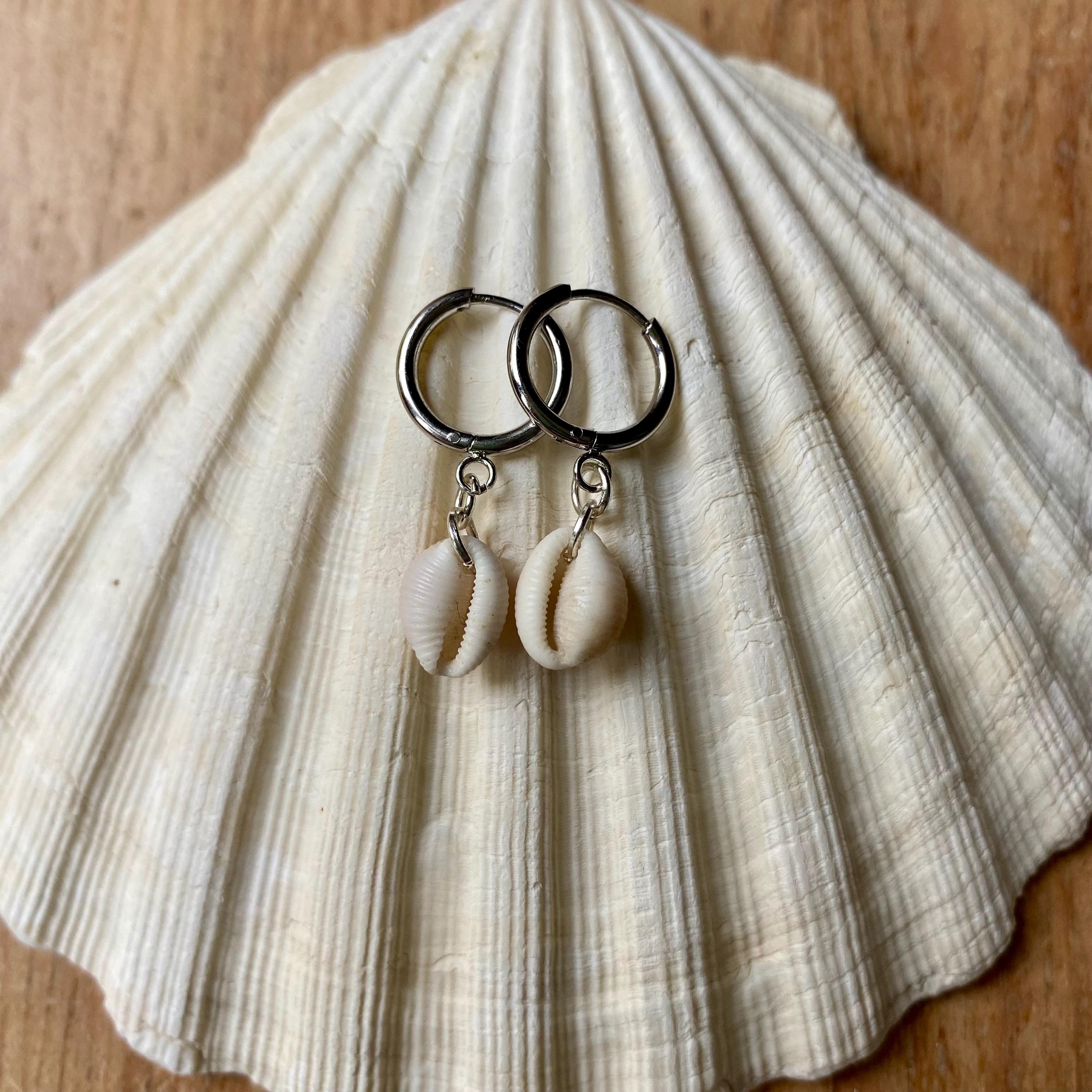 Choice Of All Orecchini A Conchiglia Per Donna – Ciondoli In Conchiglia Ciprea – Gioielli Marini Per L'Estate – Regalo Per Ragazze – Argentati