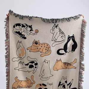Funny Cat Throw Blanket, Woven Tapestry Throw Blanket, Funny Cat, Grumpy Cat, Cat Decor, Cat Blanket, Cat Lover Gift, Housewarming, Cute
