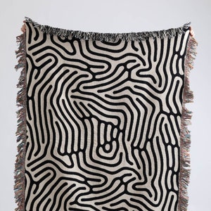 Abstract Modern Art Woven Throw Blanket, Modern Art Blanket, Minimal, Minimalist, Black and White Home Decor, Tapestry Blanket, Contemporary