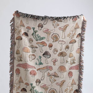 Mushroom Blanket, Mushroom Woven Throw Blanket, Mushroom Decor, Mushroom Throw Blanket, Fungi Large Tapestry Throw Blanket, Tapestry