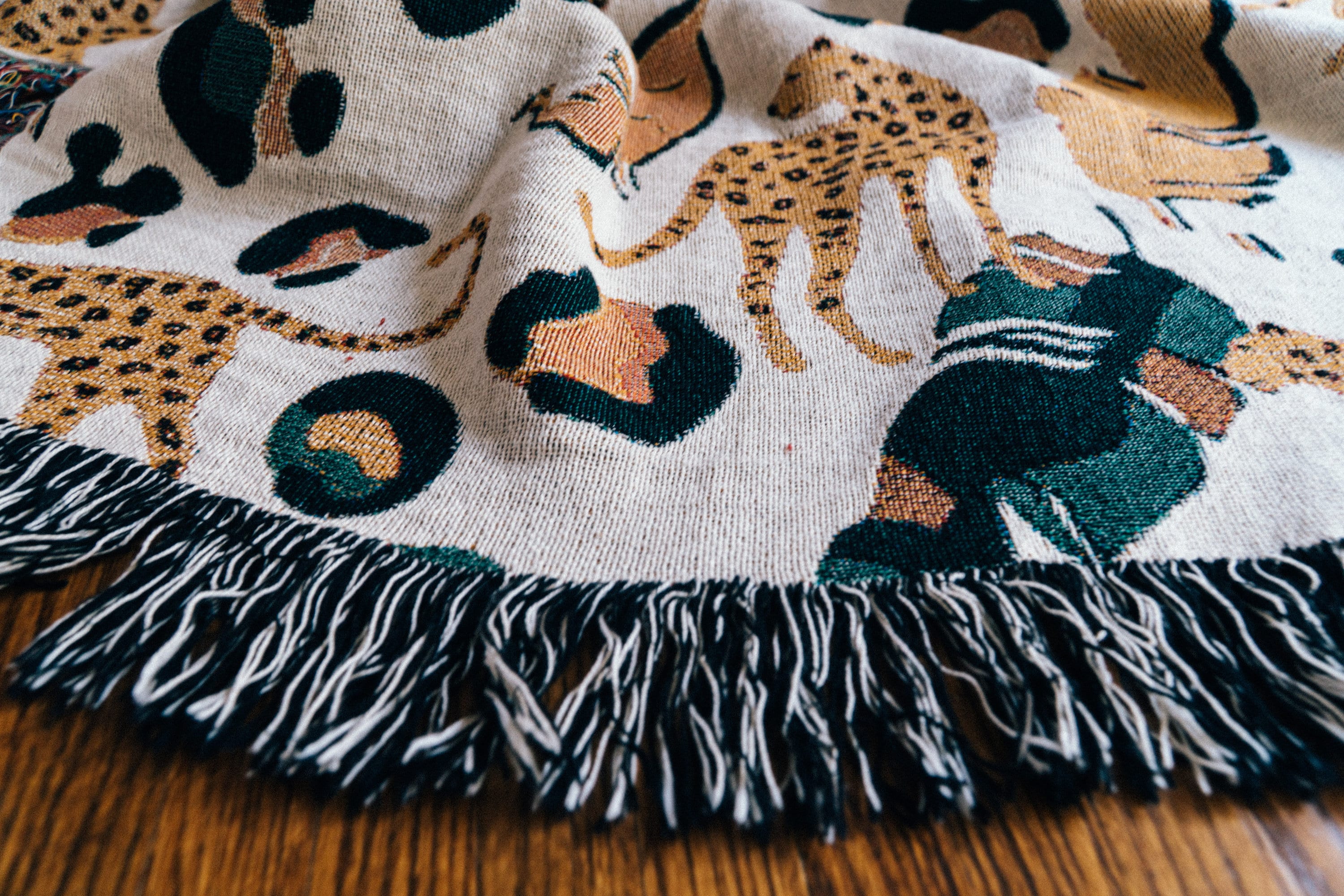 Leopard Jungle Throw Blanket Leopard Blanket Cat Woven Etsy