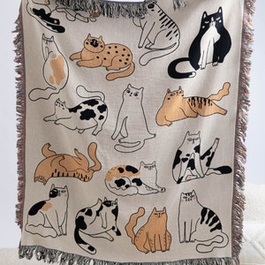 Funny Cat Throw Blanket, Woven Tapestry Throw Blanket, Funny Cat, Grumpy Cat, Cat Decor, Cat Blanket, Housewarming, Pet Blanket image 2