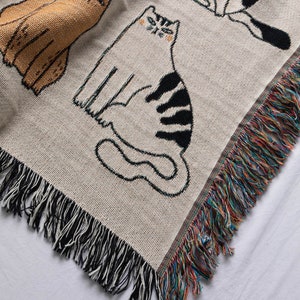 Funny Cat Throw Blanket, Woven Tapestry Throw Blanket, Funny Cat, Grumpy Cat, Cat Decor, Cat Blanket, Housewarming, Pet Blanket image 5