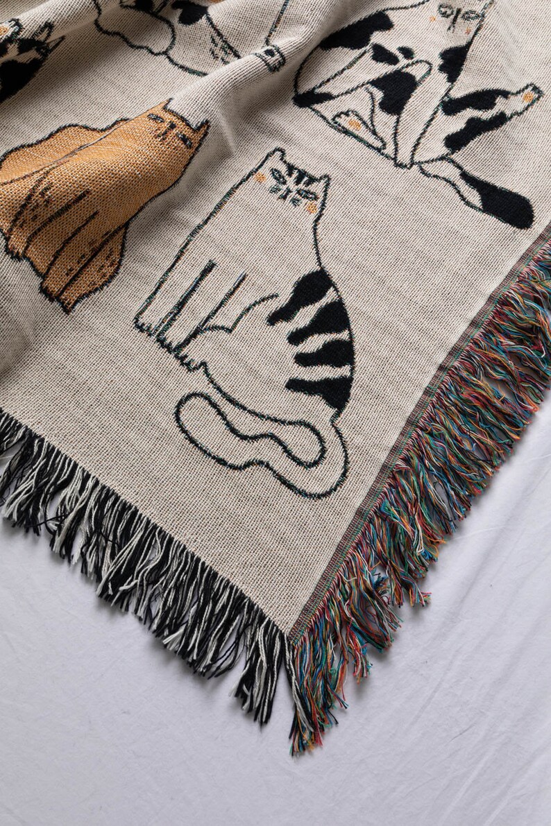 Funny Cat Throw Blanket, Woven Tapestry Throw Blanket, Funny Cat, Grumpy Cat, Cat Decor, Cat Blanket, Housewarming, Pet Blanket image 5