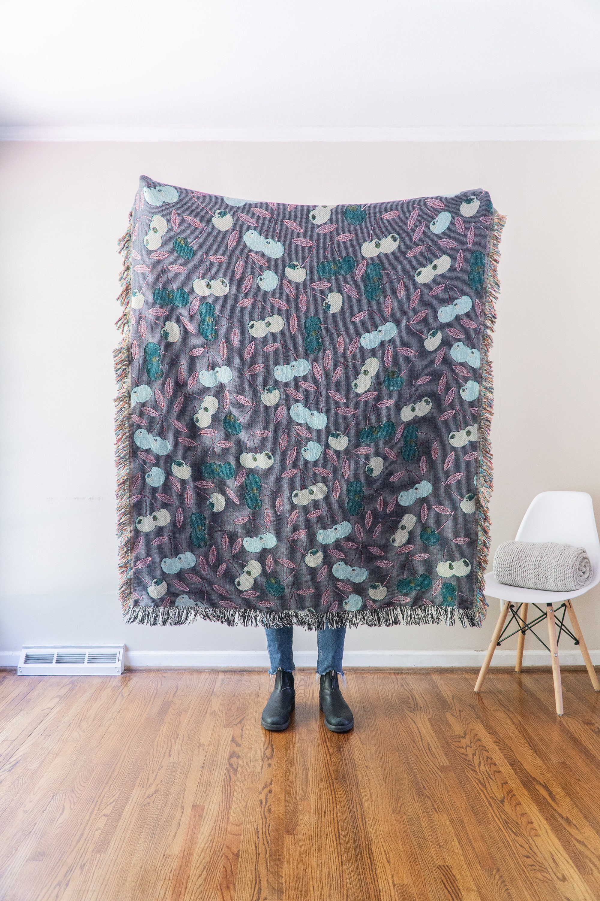 Cherry Throw Blanket Cherry Pattern Cherry Tapestry Large Etsy
