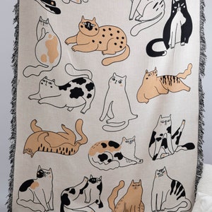 Funny Cat Throw Blanket, Woven Tapestry Throw Blanket, Funny Cat, Grumpy Cat, Cat Decor, Cat Blanket, Housewarming, Pet Blanket image 3
