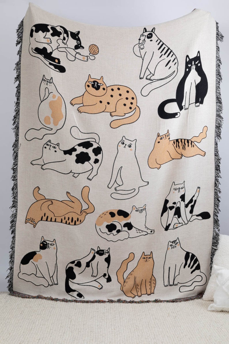 Funny Cat Throw Blanket, Woven Tapestry Throw Blanket, Funny Cat, Grumpy Cat, Cat Decor, Cat Blanket, Housewarming, Pet Blanket image 3