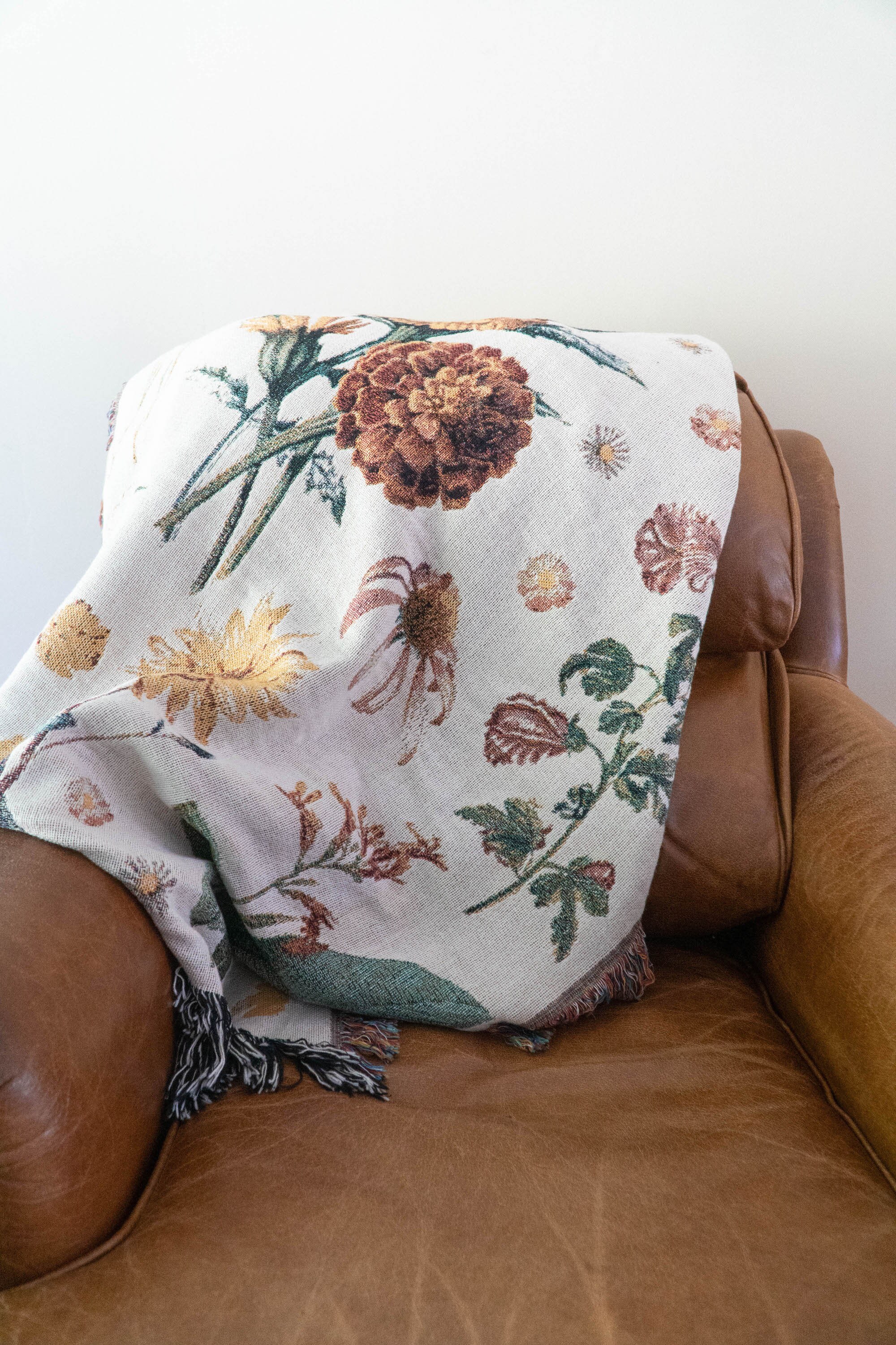 Vintage Floral Woven Throw Blanket Handdrawn Floral Decor Etsy