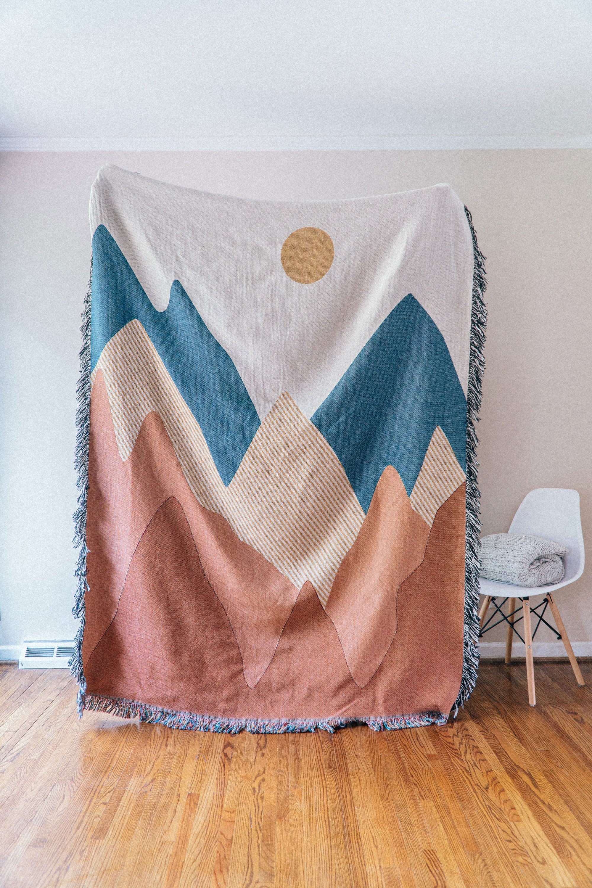 Boho Mountain Woven Throw Blanket Large Tapestry Throw Etsy