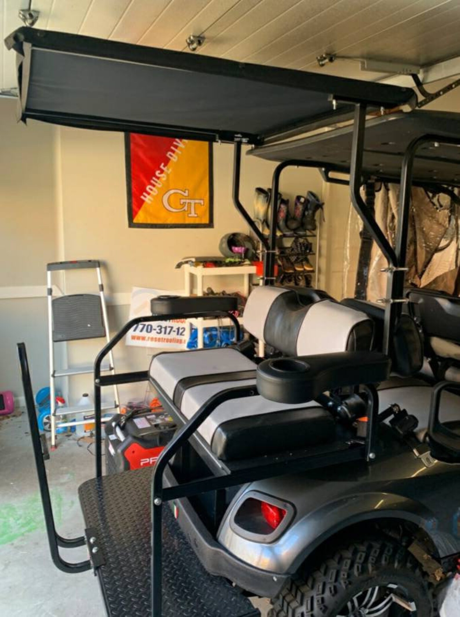 4 or 6 Seater Golf Cart Extension Roof With Panels & Rear Window by