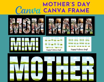 Moederdag Canva-sjabloon, 8 moeders Canva Framebundel, Moederdag eenvoudig slepen en neerzetten | Doe-het-zelf