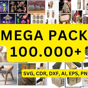 Mega Pack Laser Cut, 10k Vektor, dxf-Dateien, 3d, 2D, cnc, Laser Cut Mega Bundle SVG, CNC-Dateien, Gravur CNC-Fräser Plasmenschneiden Bild 1