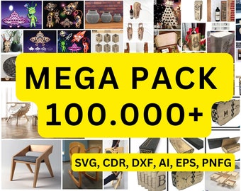 Méga pack découpé au laser, 10 k + vecteurs, fichiers dxf, 3D, 2D, cnc, découpe laser Mega Bundle SVG, fichiers CNC, gravure découpe plasma routeur CNC