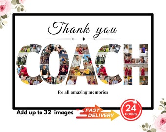 Coach collage frame, aangepast cadeau voor coach, gepersonaliseerd collage cadeau voor sport, voetbalvolleybal, honkbalcoach cadeau op maat