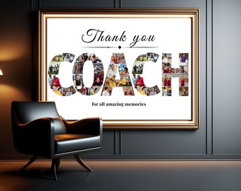 Coach collage frame, Custom gift for coach, Personalised collage gift for sports coach,