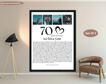 70 Reasons We Love You Poster: Personalized 70th Birthday Gift (Digital Download)