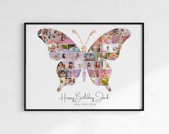 Butterfly Photo Collage Template, Personalized Keepsake (Digital Download)