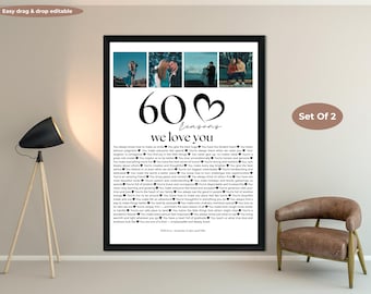 60 Reasons We Love You Poster: Personalized Birthday Gift (Digital Download)