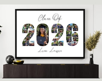 2026 Graduation Photo Collage Template: Editable Senior Party Decor (Digital Download)